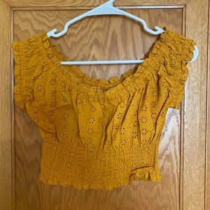 Nordstrom yellow off the shoulder crop top